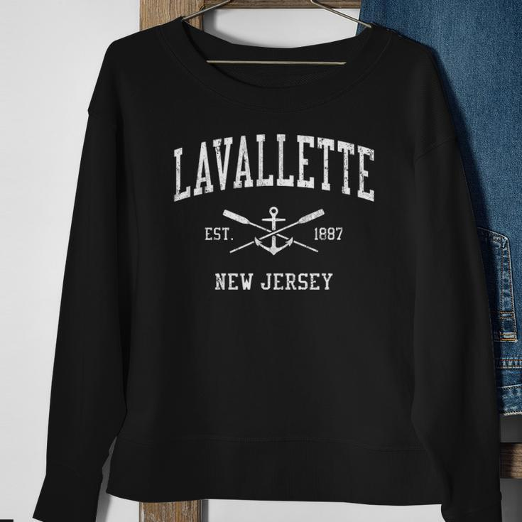 Lavallette Nj Vintage Crossed Oars & Boat Anchor Sports Sweatshirt Gifts for Old Women