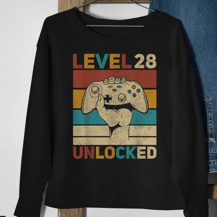 Level 28 Unlocked 28Th Birthday 28 Years Old Gamer Women Men Sweatshirt Gifts for Old Women