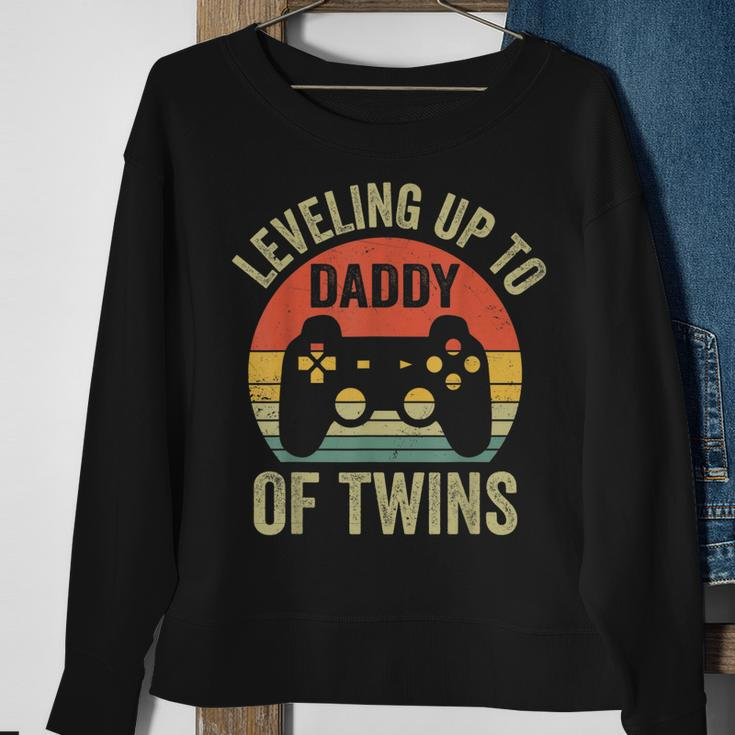 Leveling Up To Daddy Of Twins Expecting Dad Video Gamer Sweatshirt Gifts for Old Women