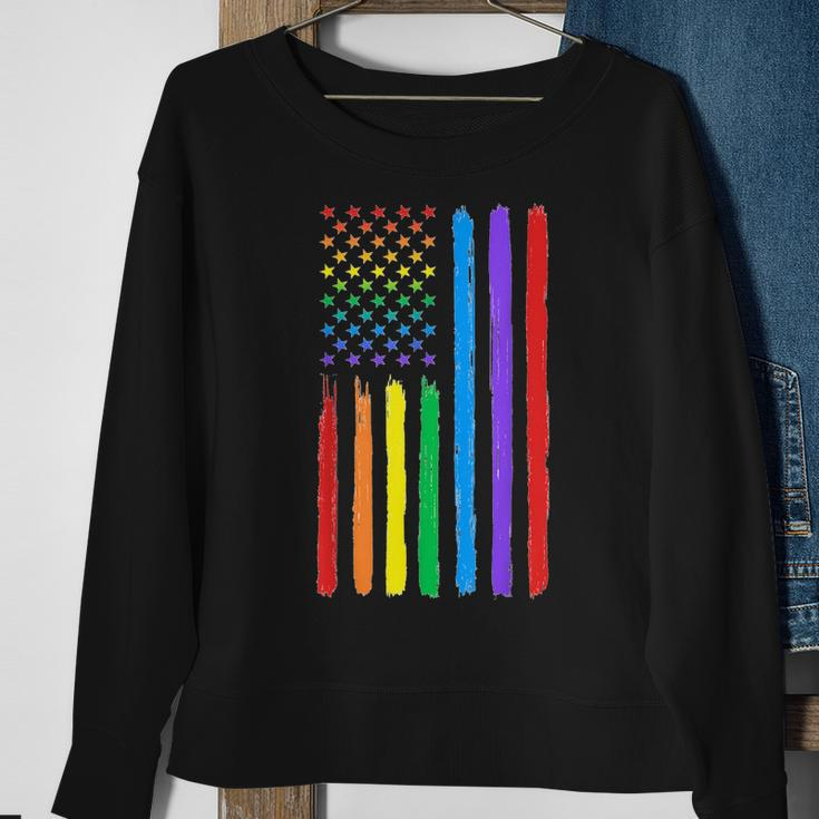Lgbtq American Flag Pride Rainbow Gay Lesbian Bi Transgender Sweatshirt Gifts for Old Women