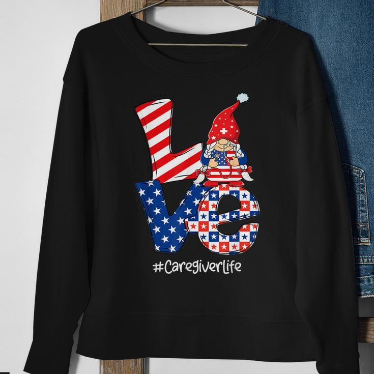 Love Caregiver Life Nurse Stethoscope Patriotic 4Th Of July Sweatshirt Gifts for Old Women