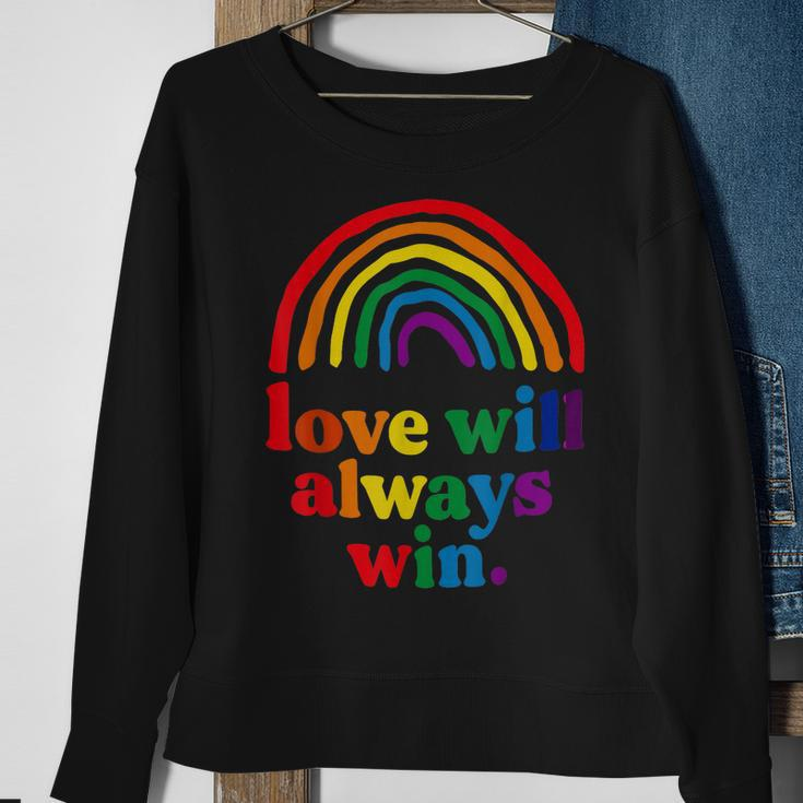Love Will Always Win Pride Rainbow Kid Child Lgbt Quote Fun Sweatshirt Gifts for Old Women
