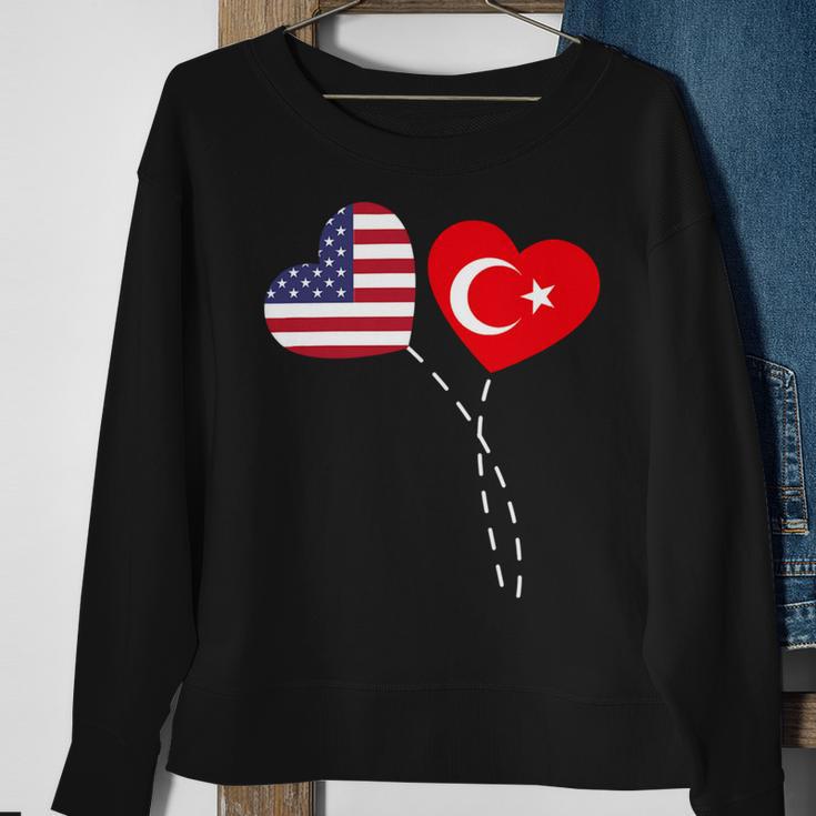 Loving Usa Turkey Flag Heart Turkish 13 Shirt Sweatshirt Gifts for Old Women