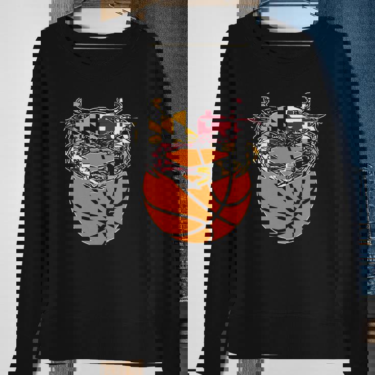 Maryland Crab State Pride Flag Gift - Basketball & Blue Crab Sweatshirt Gifts for Old Women