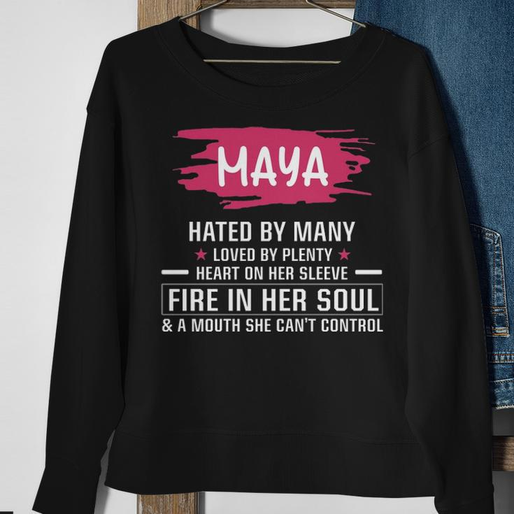 Maya Name Gift Maya Hated By Many Loved By Plenty Heart On Her Sleeve Sweatshirt Gifts for Old Women