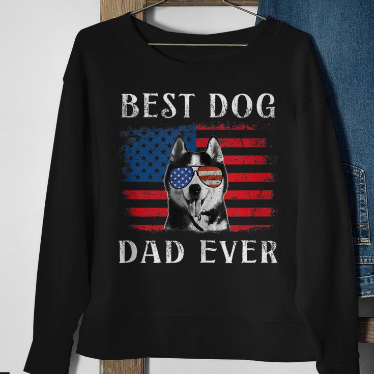 Mens Best Dog Dad Ever Husky American Flag 4Th Of July Sweatshirt Gifts for Old Women