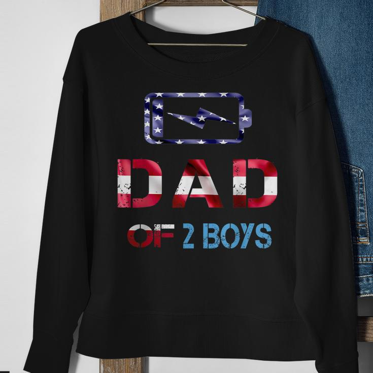 Mens Funny Fathers Day Dad Of 2 Boys American Flag 4Th Of July Sweatshirt Gifts for Old Women