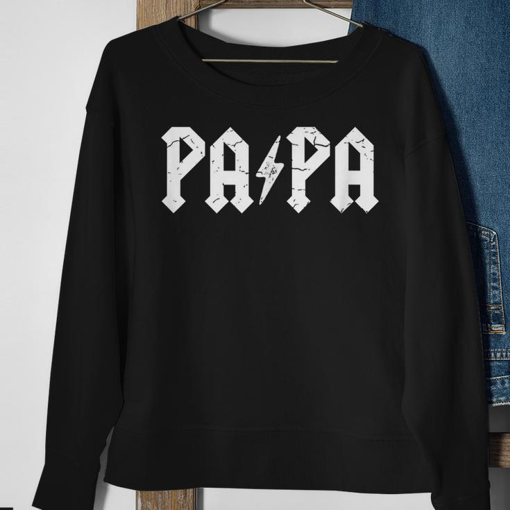 Mens Hard Rock Dad - Papa Lightning Bolt Sweatshirt Gifts for Old Women