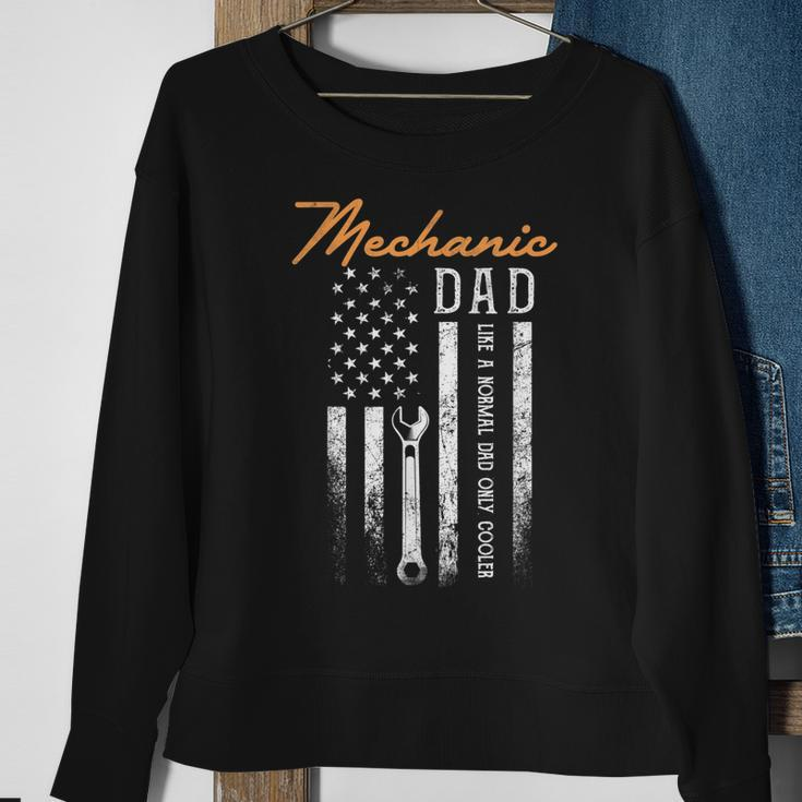 Mens Mechanic Dad Like A Normal Dad Only Cooler Usa Flag Sweatshirt Gifts for Old Women