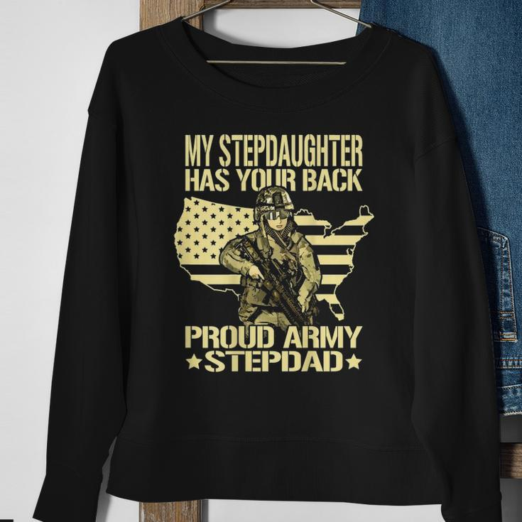 Mens My Stepdaughter Has Your Back - Proud Army Stepdad Dad Gift Sweatshirt Gifts for Old Women