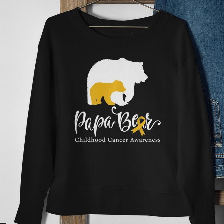 Mens Papa Bear Gold Ribbon Childhood Cancer Awareness Sweatshirt Gifts for Old Women