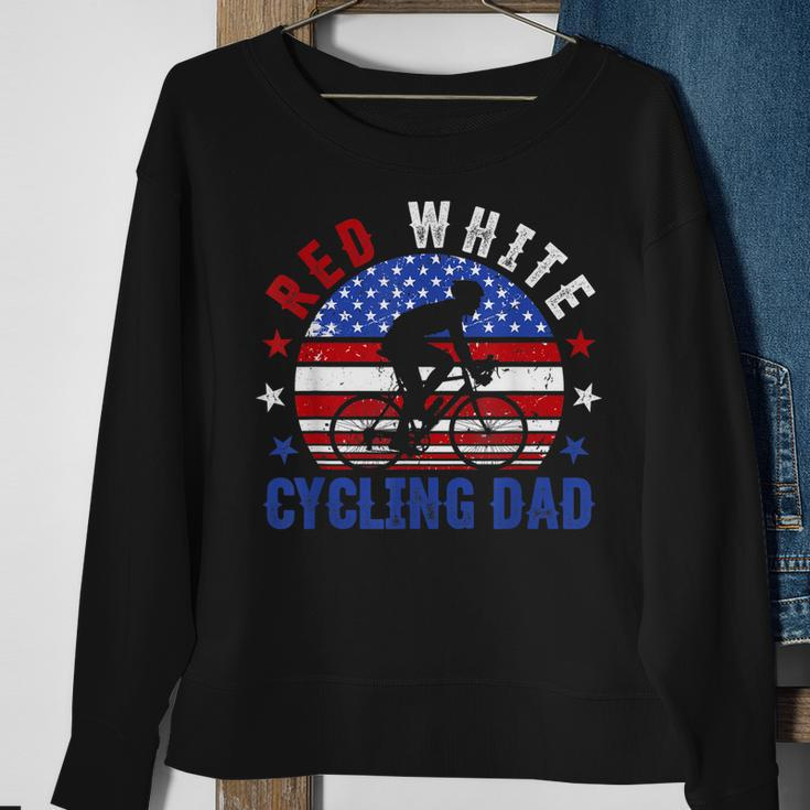 Mens Red White Cycling Dad 4Th Of July American Flag Gift Sweatshirt Gifts for Old Women