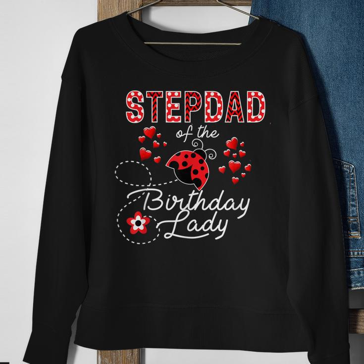 Mens Stepdad Of The Birthday Lady Ladybug Birthday Hearts Sweatshirt Gifts for Old Women