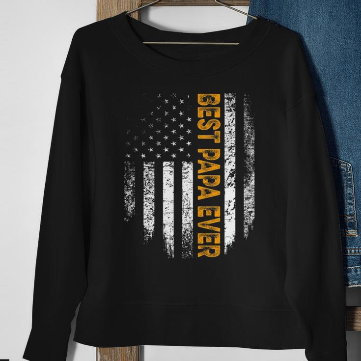 Mens Vintage Best Papa Ever Flag American Gifts Fathers Day Sweatshirt Gifts for Old Women
