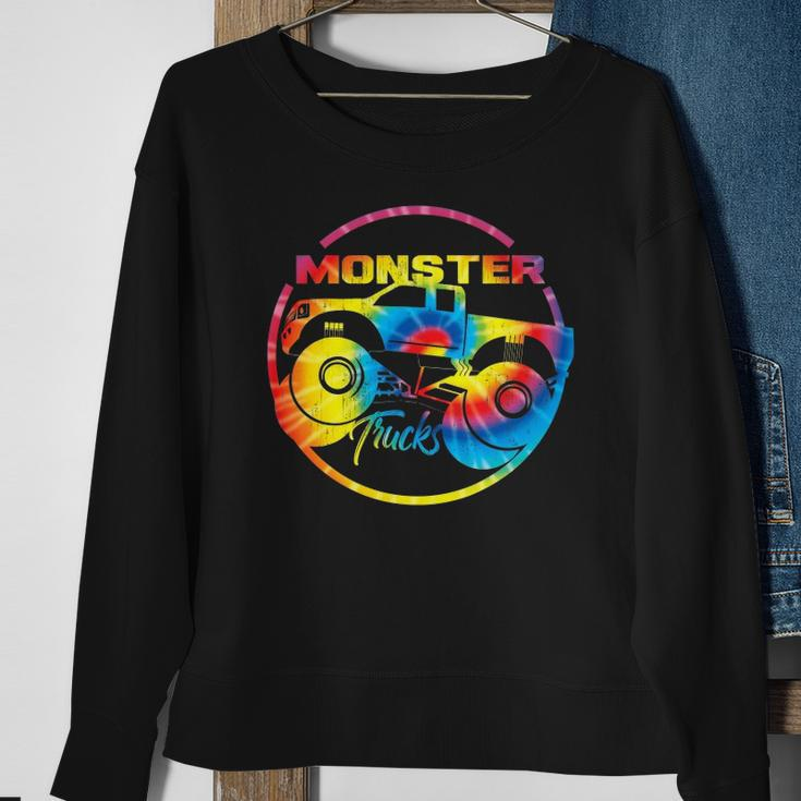 Monster Trucks Retro Tie Dye Off Road Lovers Gift Sweatshirt Gifts for Old Women