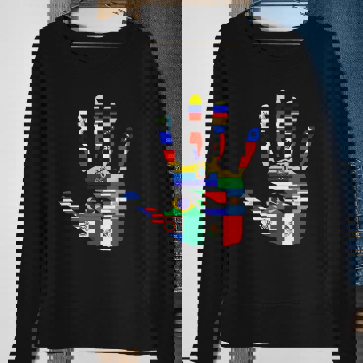 National Hispanic Heritage Month Hand Flags Sweatshirt Gifts for Old Women