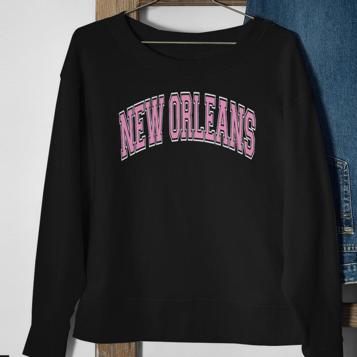 New Orleans Louisiana Varsity Style Pink Text Sweatshirt Gifts for Old Women