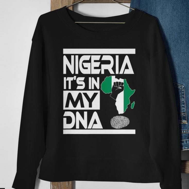 Nigeria Is In My Dna Nigerian Flag Africa Map Raised Fist Sweatshirt Gifts for Old Women
