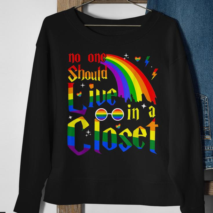 No One Should Live In A Closet Lgbt-Q Gay Pride Proud Ally Sweatshirt Gifts for Old Women