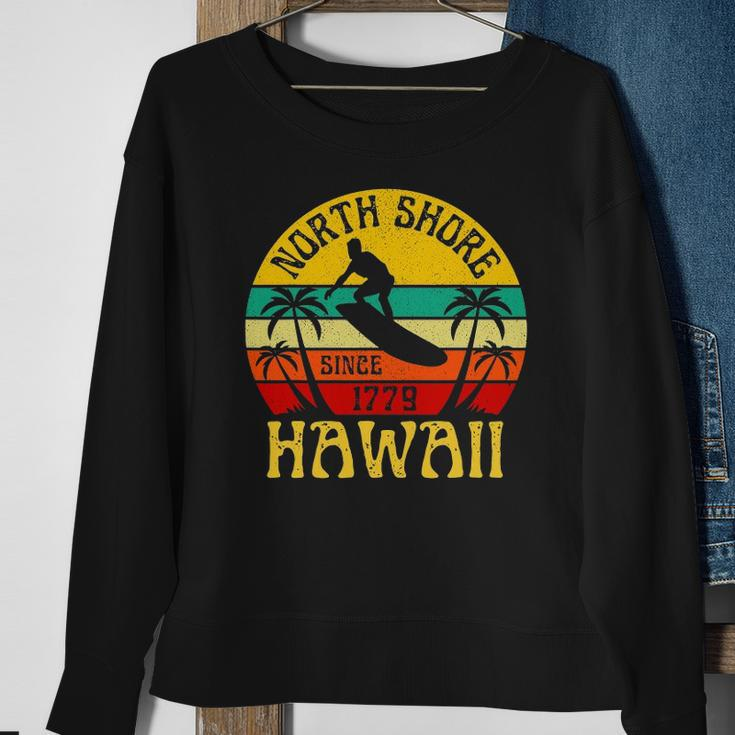 North Shore Beach Hawaii Surfing Surfer Ocean Vintage Sweatshirt Gifts for Old Women
