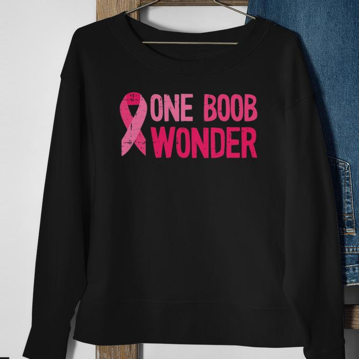 One Boob Wonder - Pink Ribbon Survivor Breast Cancer Sweatshirt Gifts for Old Women
