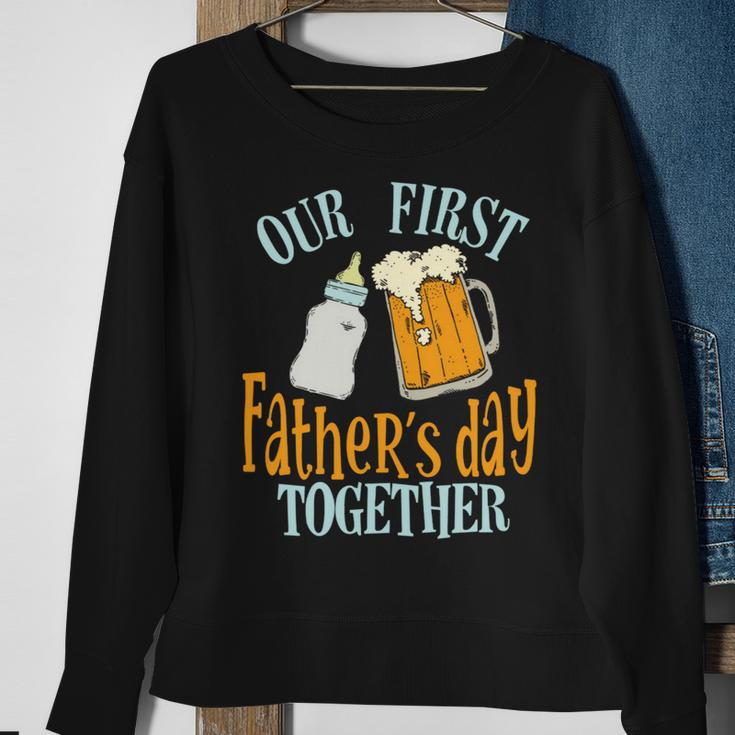 Our First Fathers Day Together First Fathers Day Father Son Daughter Matching Sweatshirt Gifts for Old Women