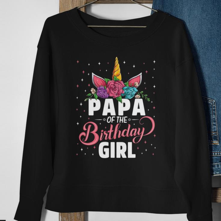 Papa Of The Birthday Girl Unicorn Girls Family Matching Sweatshirt Gifts for Old Women