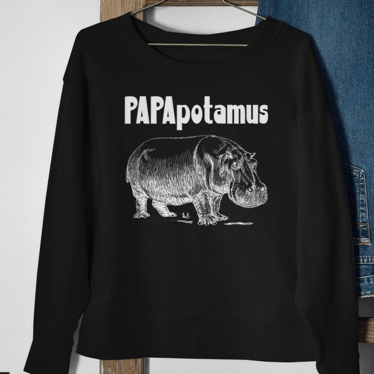 Papapotamus Father Hippo Dad Fathers Day Papa Hippopotamus Sweatshirt Gifts for Old Women