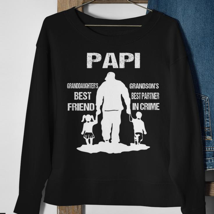 Papi Grandpa Gift Papi Best Friend Best Partner In Crime Sweatshirt Gifts for Old Women