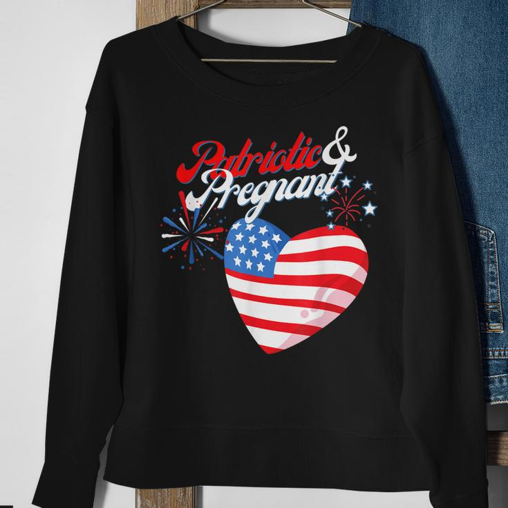 Patriotic And Pregnant 4Th Of July Pregnancy Announcement Sweatshirt Gifts for Old Women