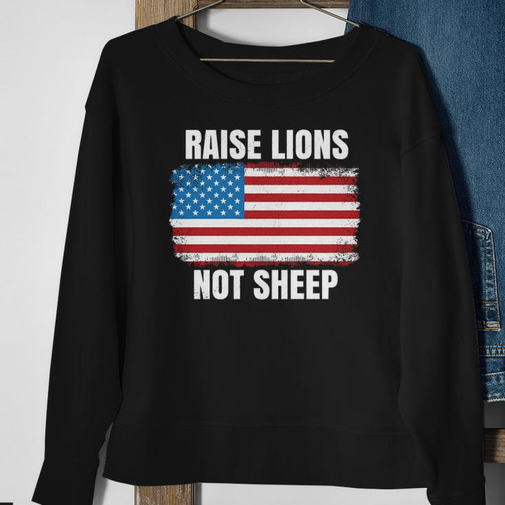 Patriotic Raise Lions Not Sheep Usa American Flag Men Women Sweatshirt Gifts for Old Women