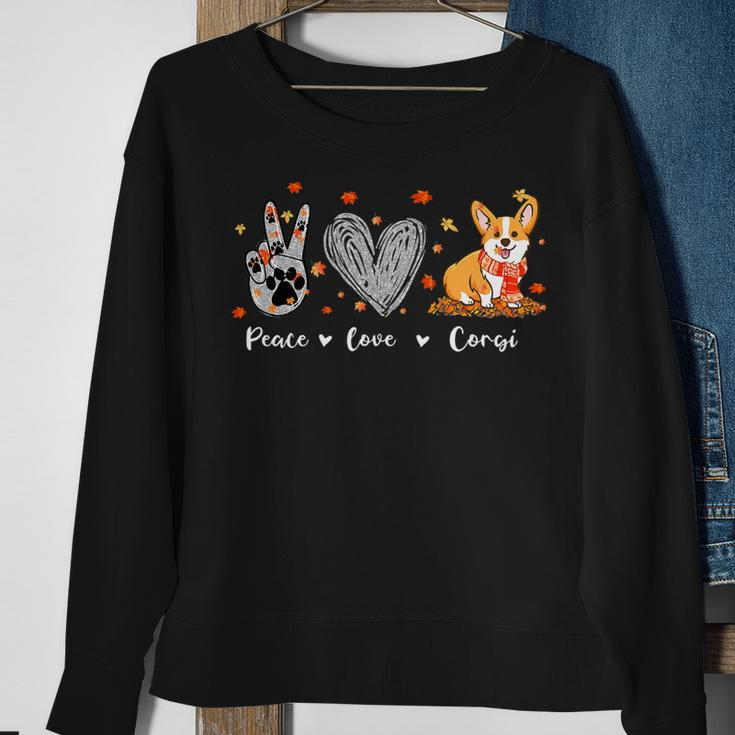 Peace Love Corgi Funny Corgi Dog Lover Pumpkin Fall Season V2 Sweatshirt Gifts for Old Women