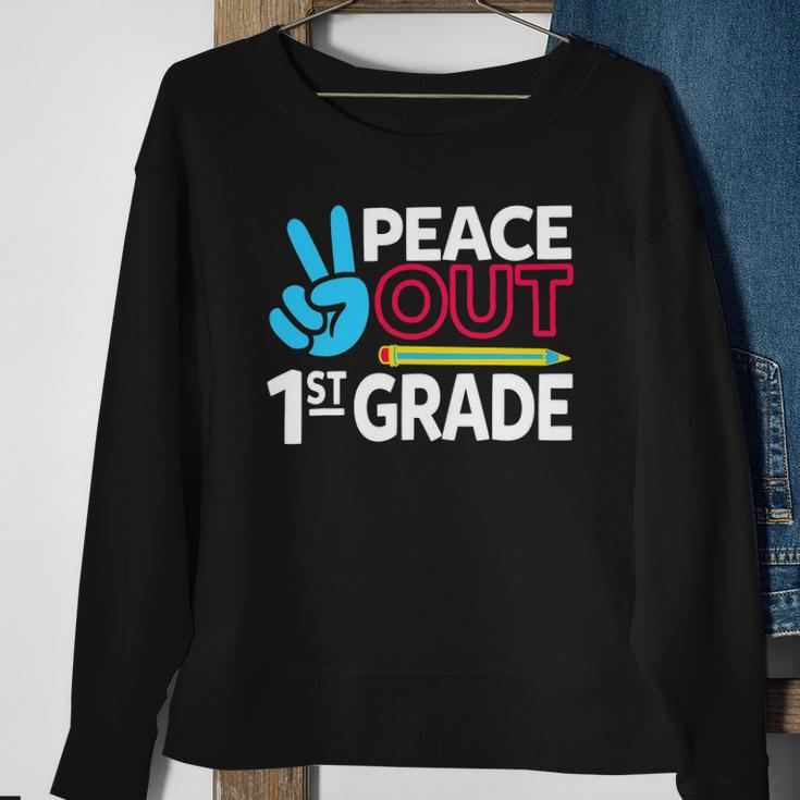 Peace Out 1St Grade Last Day Of School Teacher Girl Boy Sweatshirt Gifts for Old Women