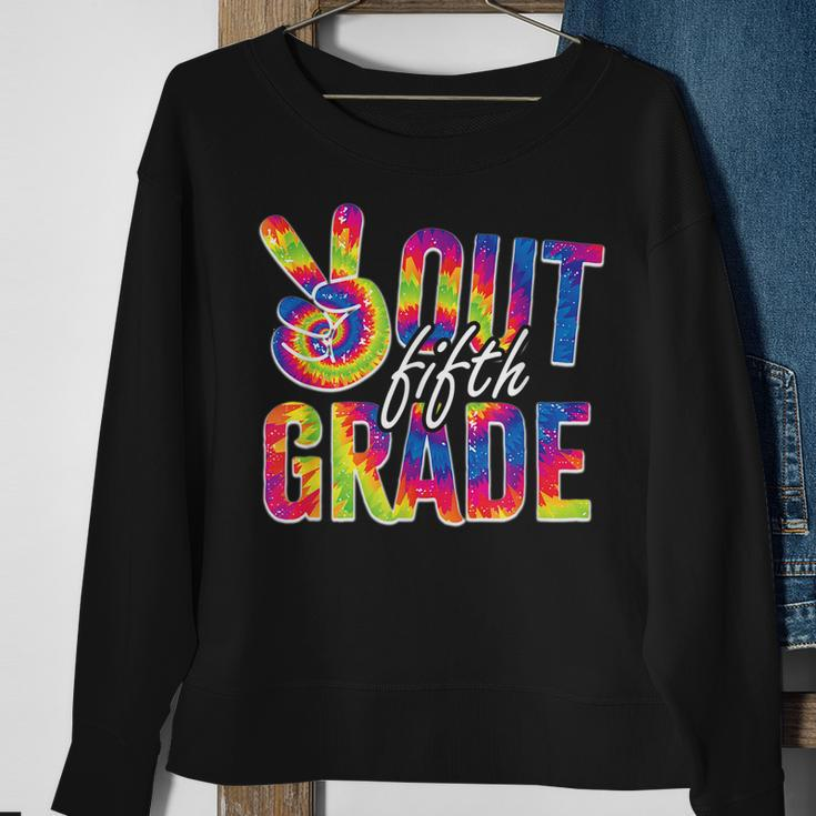 Peace Out Fifth Grade Tie Dye Funny Graduation 5Th Grade Sweatshirt Gifts for Old Women