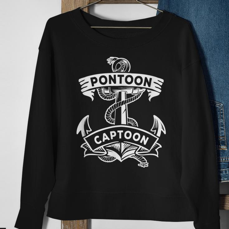 Pontoon Boat Anchor Captain Captoon Sweatshirt Gifts for Old Women