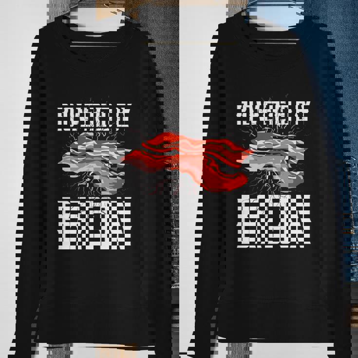 Powered By Bacon For Meat Lovers Keto Bacon Sweatshirt Gifts for Old Women
