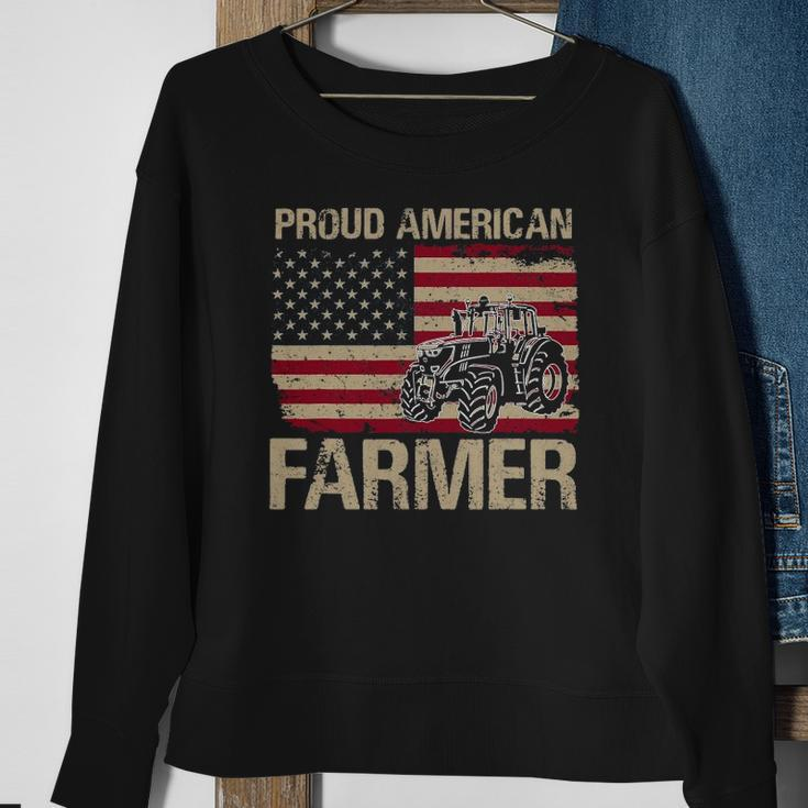Proud American Farmer Usa Flag Patriotic Farming Gift Sweatshirt Gifts for Old Women