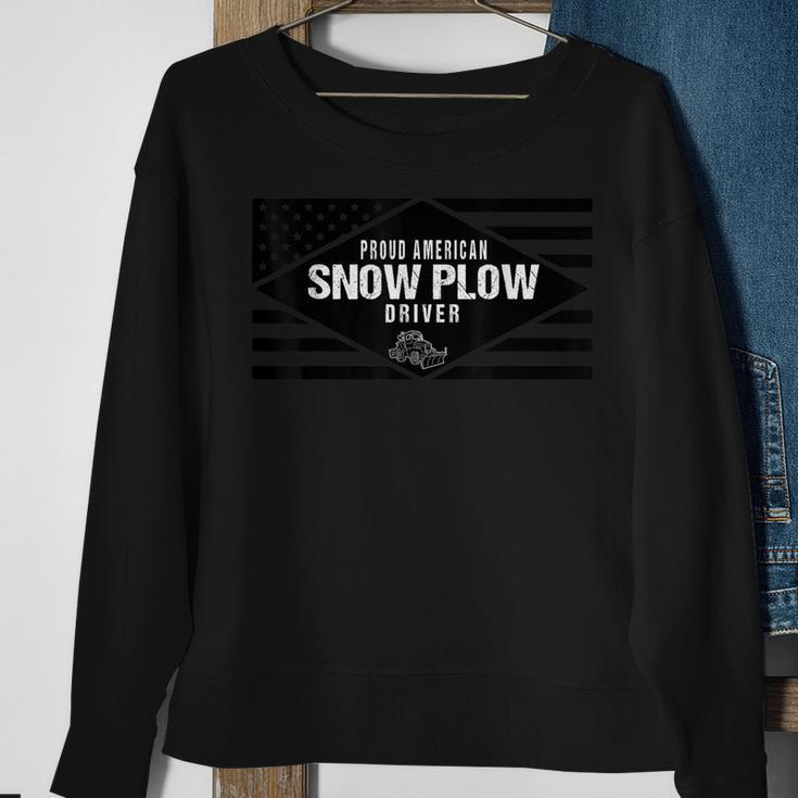 Proud American Snow Plow Driver - Patriotic Us Flag Sweatshirt Gifts for Old Women