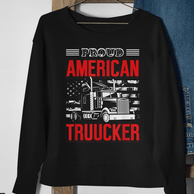 Proud American Trucker Patriotic Truck Driver Trucking Sweatshirt Gifts for Old Women