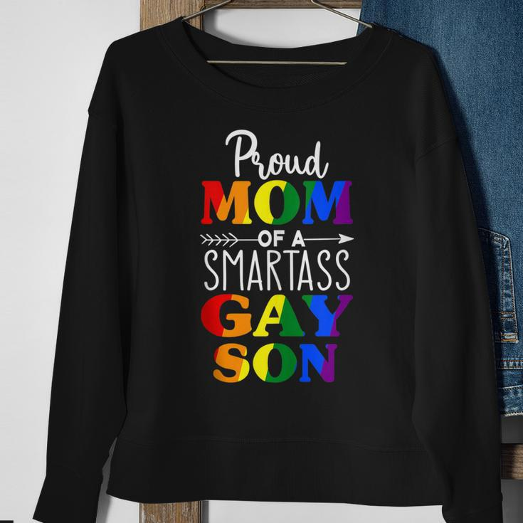 Proud Mom Of A Smartass Gay Son Funny Lgbt Ally Mothers Day Sweatshirt Gifts for Old Women