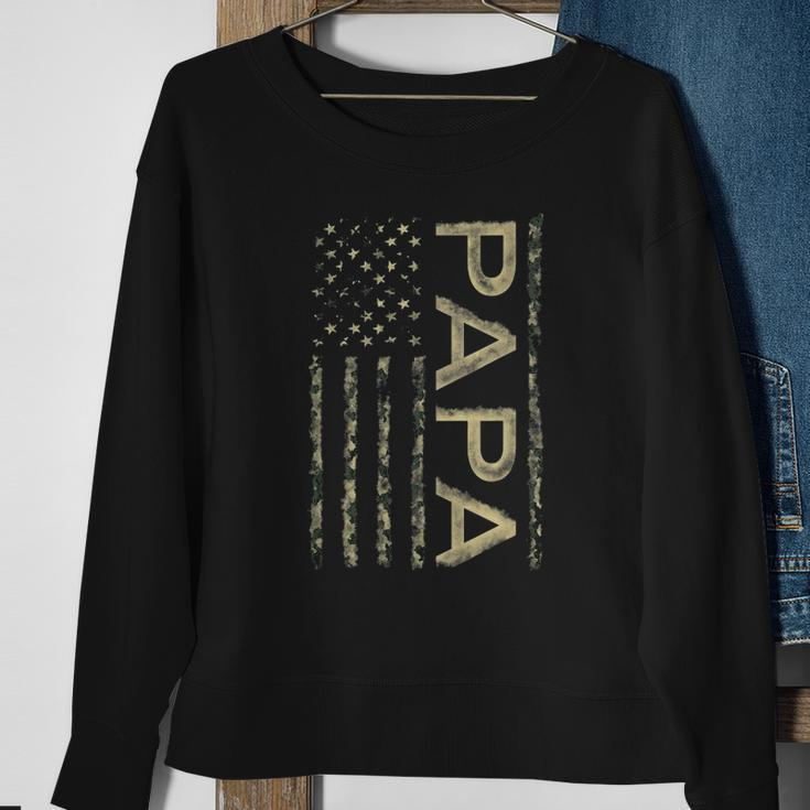 Proud Papa Fathers Day Camouflage American Flag 4Th Of July Sweatshirt Gifts for Old Women