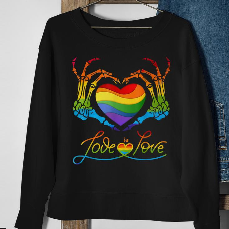 Rainbow Heart Skeleton Love Is Love Lgbt Gay Lesbian Pride Sweatshirt Gifts for Old Women