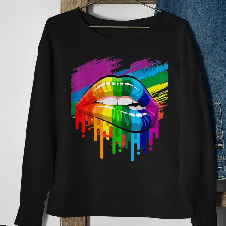 Rainbow Lips Lgbt Pride Month Rainbow Flag Sweatshirt Gifts for Old Women