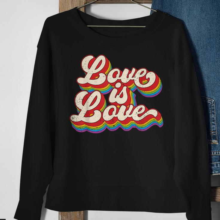 Rainbow Vintage Love Is Love Lgbt Gay Lesbian Pride Sweatshirt Gifts for Old Women