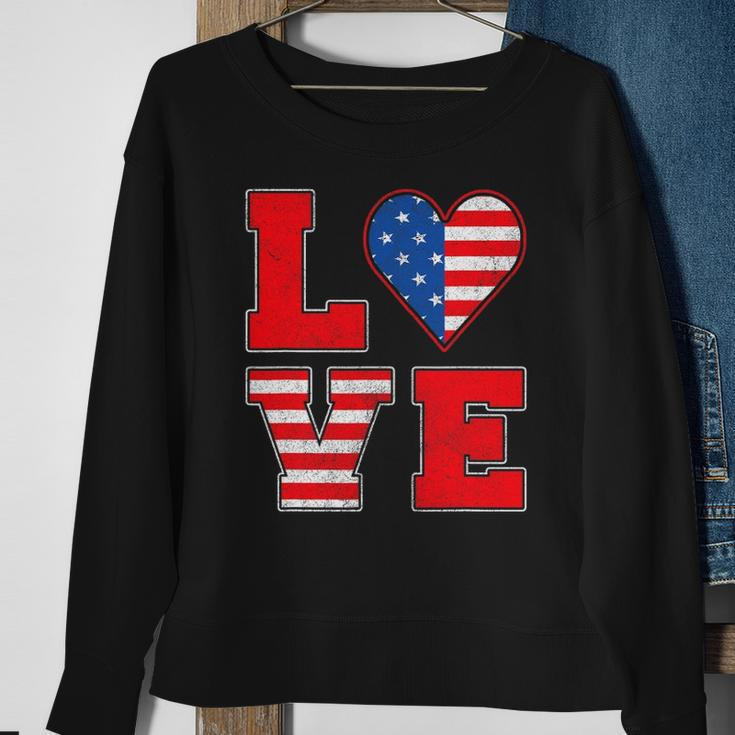 Red White And Blue S For Women Girl Love American Flag Sweatshirt Gifts for Old Women