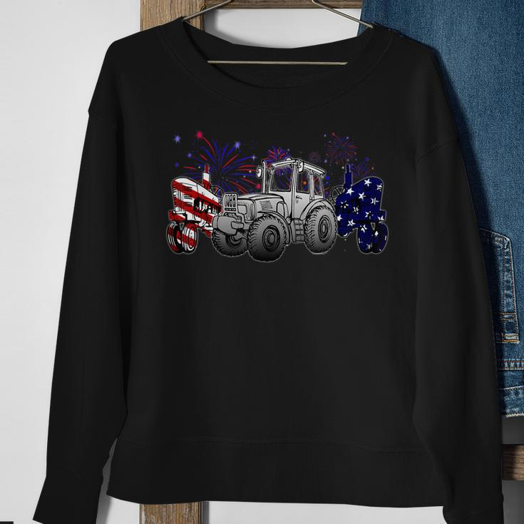 Red White Blue Tractor Usa Flag 4Th Of July Patriot Farmer Sweatshirt Gifts for Old Women