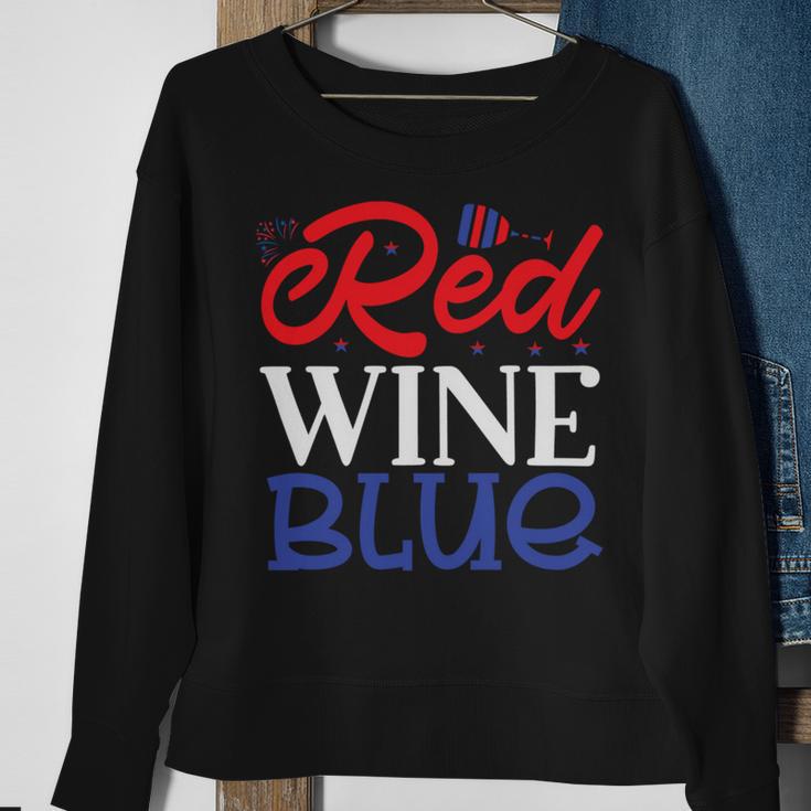 Red Wine Blue 4Th Of July Wine Red White Blue Wine Glasses V2 Sweatshirt Gifts for Old Women