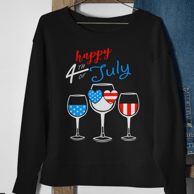 Red Wine Blue 4Th Of July Wine Red White Blue Wine Glasses V4 Sweatshirt Gifts for Old Women