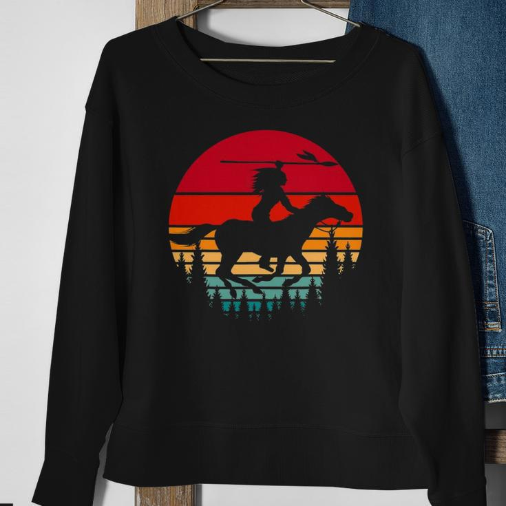 Retro Indigenous Native Pride Horse Riding Native American Sweatshirt Gifts for Old Women