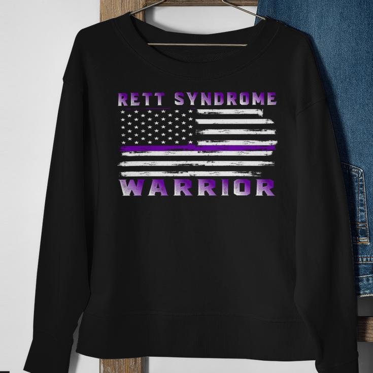 Rett Syndrome Warrior Usa Flag United States Flag Purple Ribbon Rett Syndrome Rett Syndrome Awareness Sweatshirt Gifts for Old Women